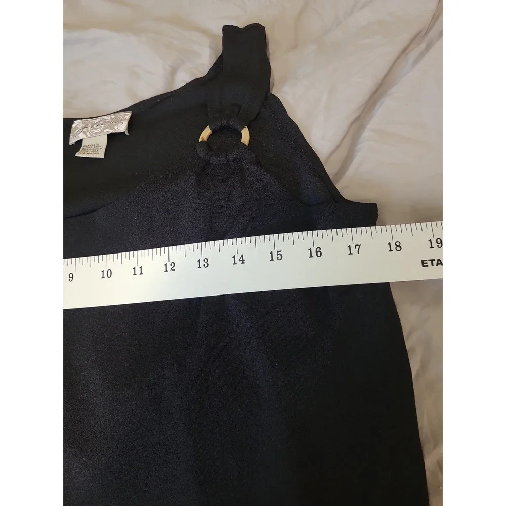 J Valdi sleeveless ring‎ tank Black Coverup Dress Swim Women SZ M vacation Pool